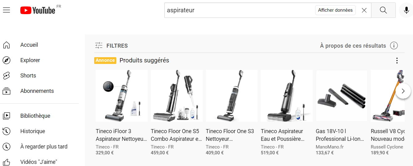 google shopping : youtube