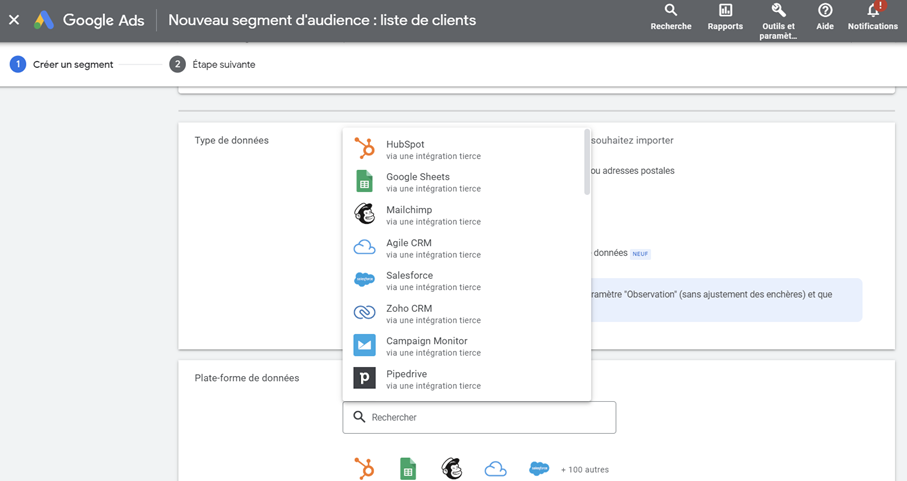 liste sources de données