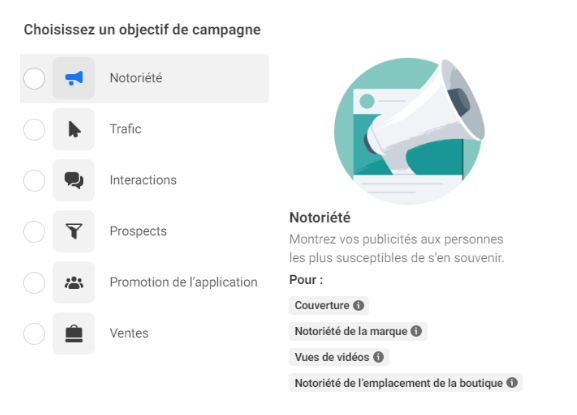 Objectifs facebook ads 2022
