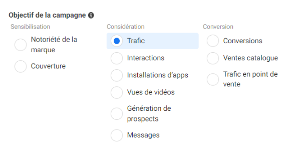Objectifs facebook Ads