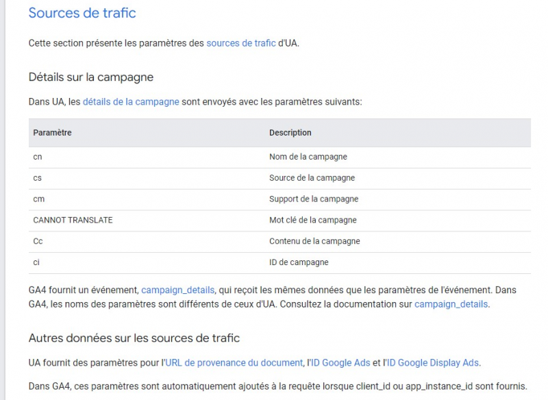 Sources de trafic - Google Measurement Protocol