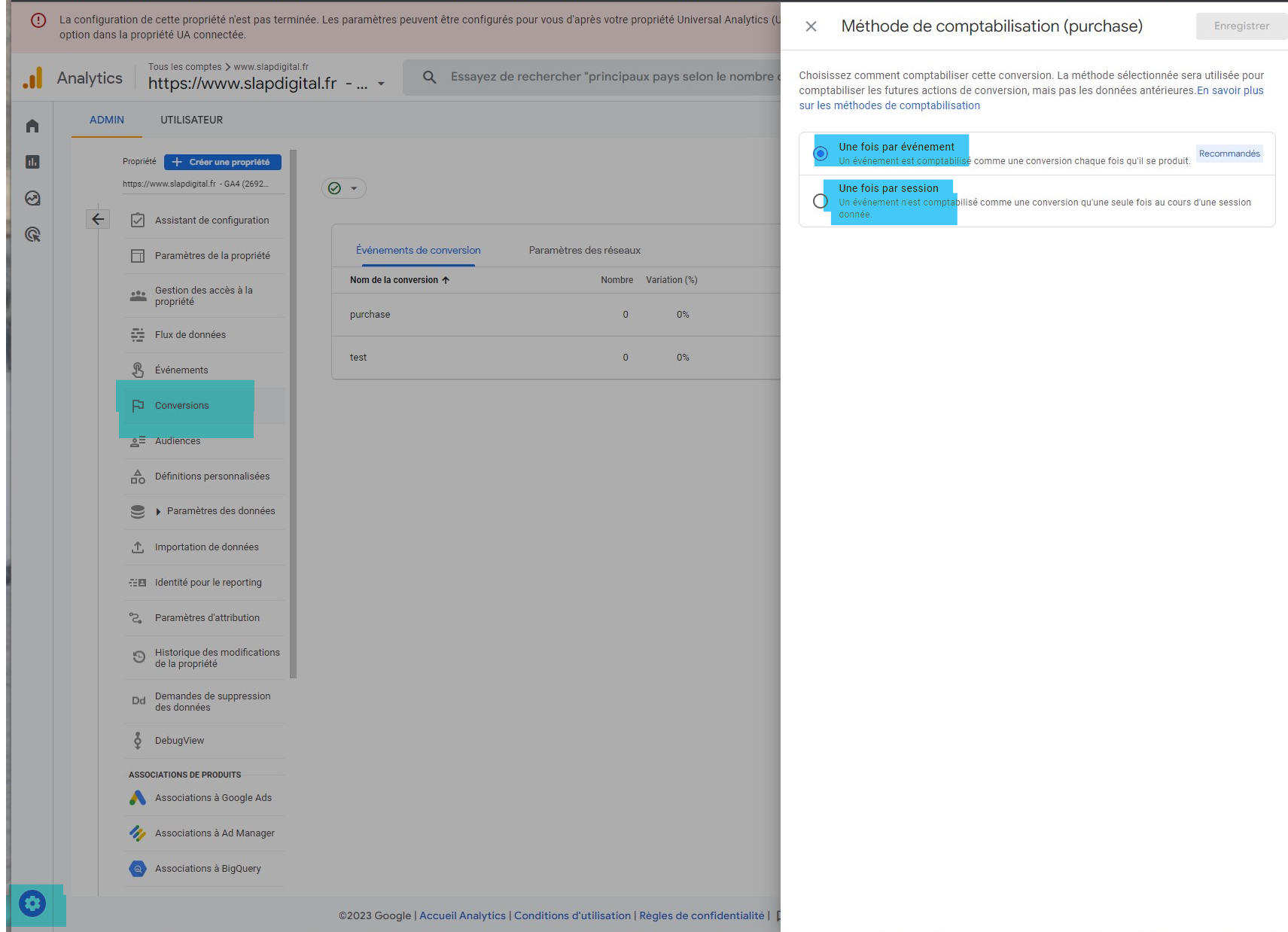 Méthodes de comptabilisation des conversions - GA4